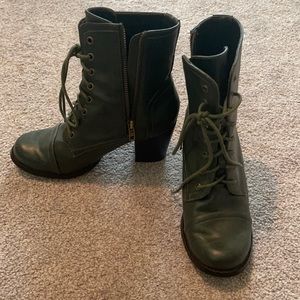 Forever 21 green heeled combat boots size 7